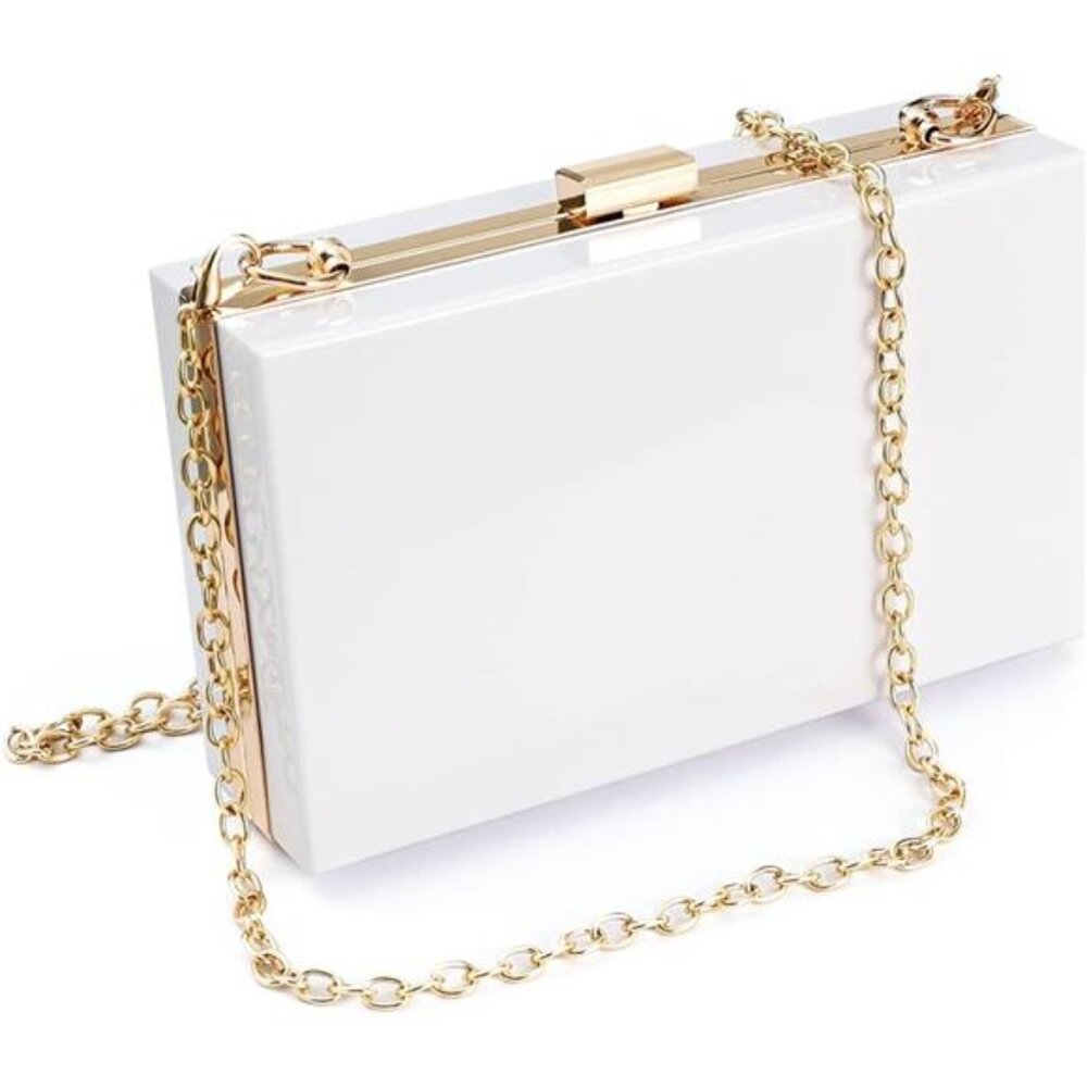 Clutch Bag with Detachable Chain: White Shoulder Handbag for Chic Style